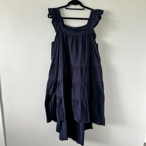 Prinbara Midi Ruffle Sleeveless High Low Babydoll Dress